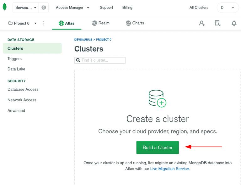 create new cluster